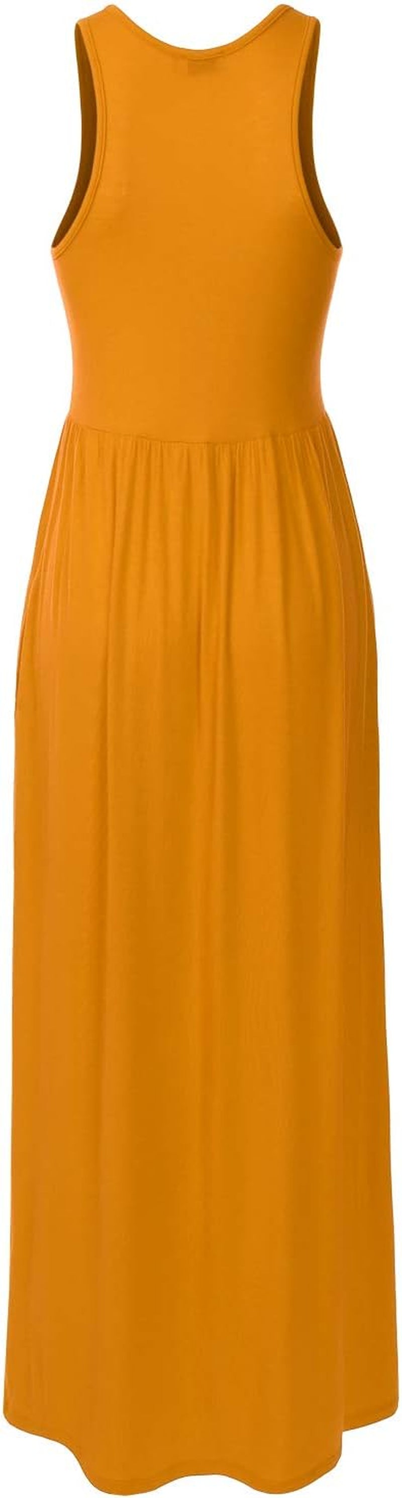 Women'S Sleeveless Racerback Long Maxi Dress with Pockets (XS-XXL)