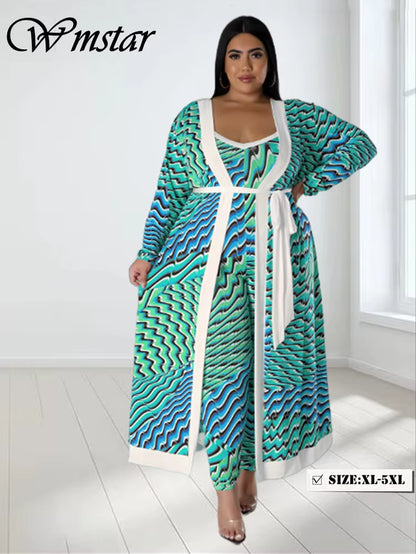 Size Dress Sets 2 Piece Outfits Slip Maxi Dresses Out Wear Coat Cloak Sexy Matching Suit Fall Wholesale Dropshipping