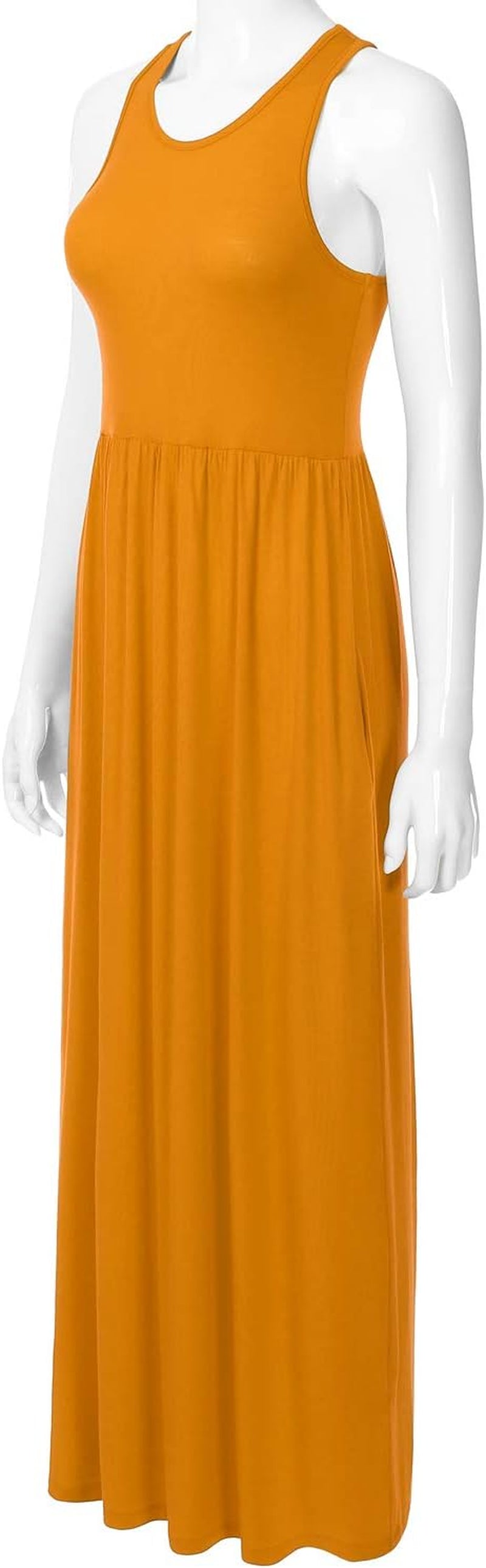 Women'S Sleeveless Racerback Long Maxi Dress with Pockets (XS-XXL)