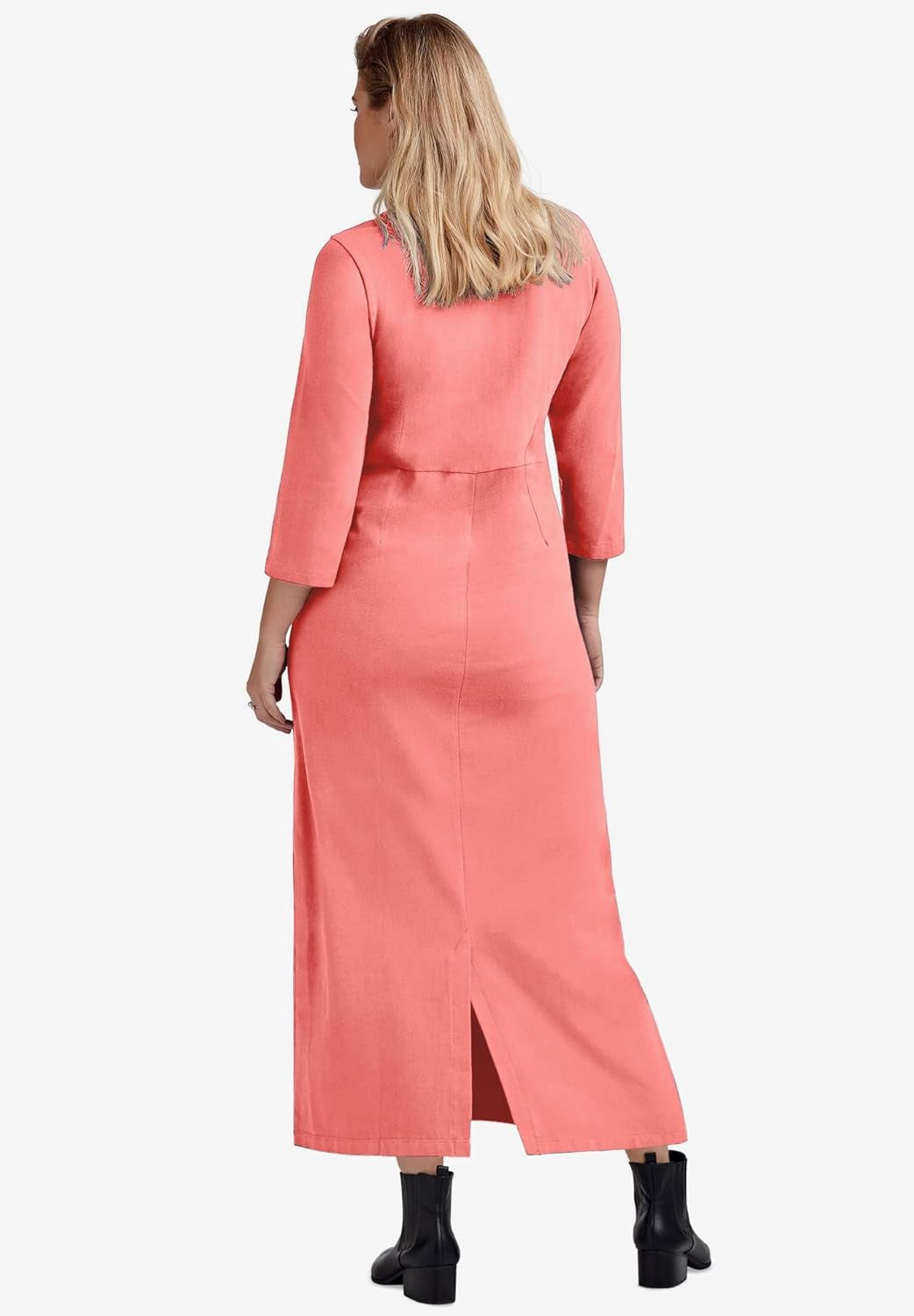 plus Size Three-Quarter Sleeve Knit Maxi Dress